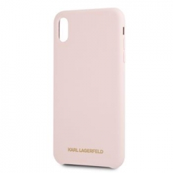 KLHCI61SLLPG Karl Lagerfeld Gold Logo Silicone Case Pink pro iPhone XR