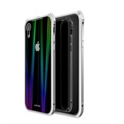 Luphie Aurora Snaps Magnetic Aluminium Hard Case Glass Silver/White pro iPhone XR