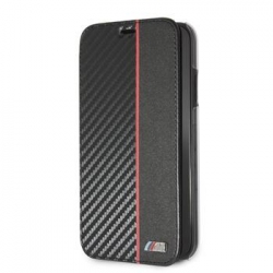 BMBKTRI61CAPRB BMW Carbon Red Stripe Book Case Black pro iPhone XR