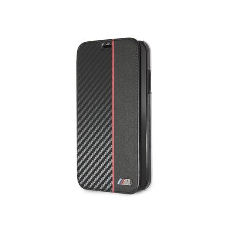 BMBKTRI61CAPRB BMW Carbon Red Stripe Book Case Black pro iPhone XR