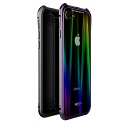 Luphie Aurora Magnet Hard Case Glass Black/Purple pro iPhone 7/8