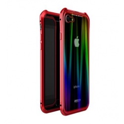 Luphie Aurora Magnet Hard Case Glass Red/Black pro iPhone 7/8