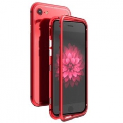Luphie Magneto Hard Case Glass Red/Crystal pro iPhone 7/8