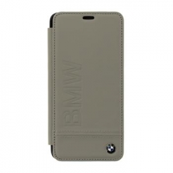 BMFLBKS9LLLST BMW Signature Real Leather Book Case Taupe pro Samsung G965 Galaxy S9 Plus