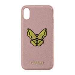GUHCPXESPBRG Guess Saffiano Butterfly Hard Case Rose Gold pro iPhone X / XS